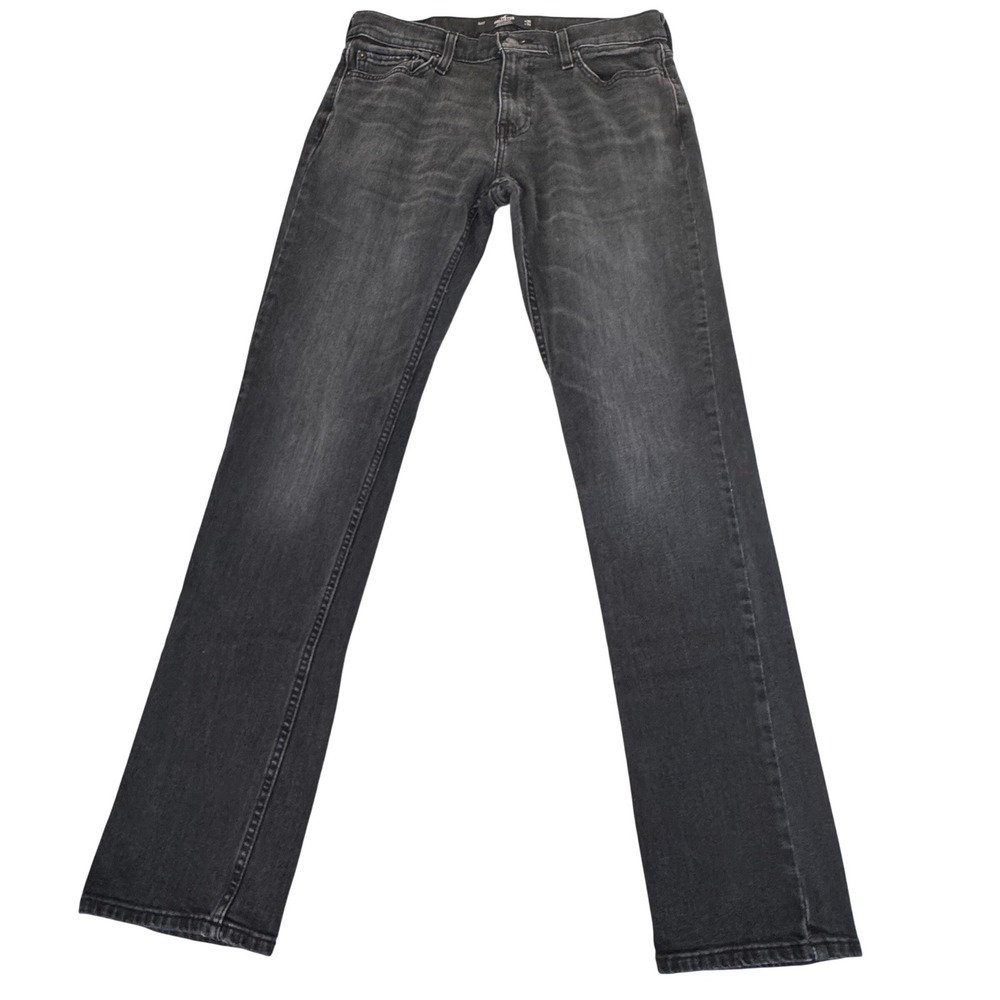 Hollister Slim Straight Jeans Women W30 L34 Epic Flex Stretch Black Denim Pants